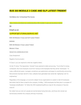 BUS 303 MODULE 3 CASE AND SLP LATEST-TRIDENT