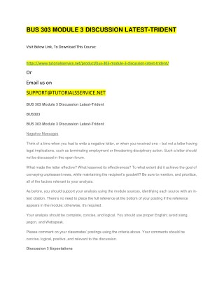 BUS 303 MODULE 3 DISCUSSION LATEST-TRIDENT