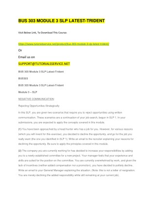 BUS 303 MODULE 3 SLP LATEST-TRIDENT