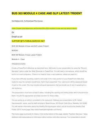 BUS 303 MODULE 4 CASE AND SLP LATEST-TRIDENT