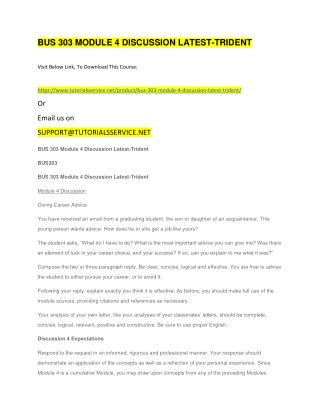 BUS 303 MODULE 4 DISCUSSION LATEST-TRIDENT
