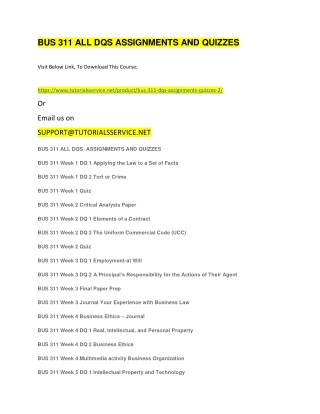 BUS 311 ALL DQS ASSIGNMENTS AND QUIZZES