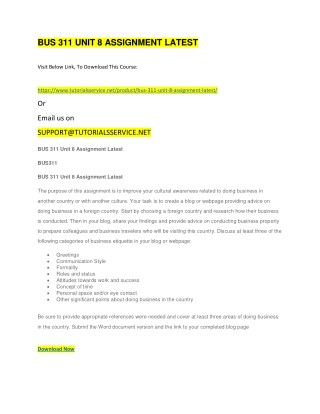 BUS 311 UNIT 8 ASSIGNMENT LATEST