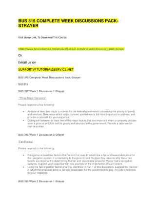 BUS 315 COMPLETE WEEK DISCUSSIONS PACK-STRAYER