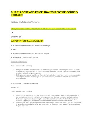 BUS 315 COST AND PRICE ANALYSIS ENTIRE COURSE-STRAYER