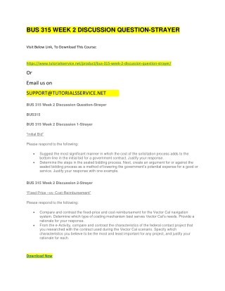 BUS 315 WEEK 2 DISCUSSION QUESTION-STRAYER