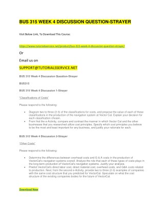BUS 315 WEEK 4 DISCUSSION QUESTION-STRAYER