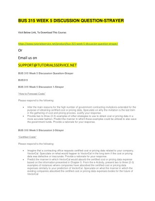 BUS 315 WEEK 5 DISCUSSION QUESTION-STRAYER