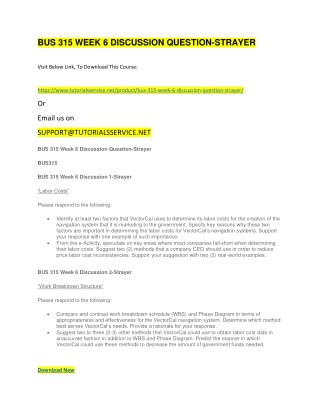 BUS 315 WEEK 6 DISCUSSION QUESTION-STRAYER