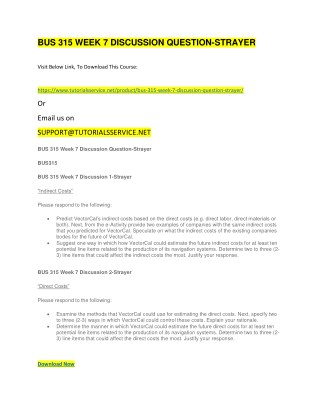 BUS 315 WEEK 7 DISCUSSION QUESTION-STRAYER