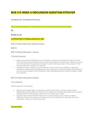 BUS 315 WEEK 8 DISCUSSION QUESTION-STRAYER