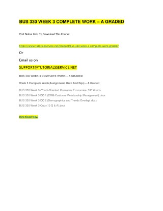 BUS 330 WEEK 3 COMPLETE WORK â€“ A GRADED