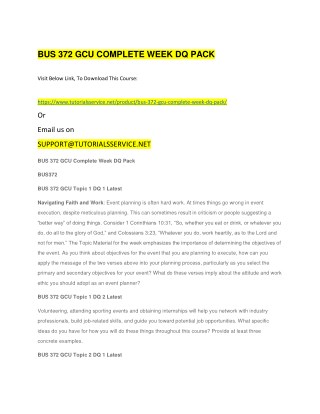 BUS 372 GCU COMPLETE WEEK DQ PACK