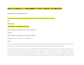 BUS 372 MODULE 3 ASSIGNMENT EVENT BUDGET ESTIMATION