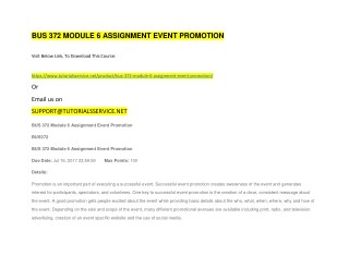 BUS 372 MODULE 6 ASSIGNMENT EVENT PROMOTION