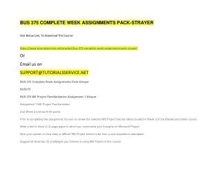 BUS 375 COMPLETE WEEK ASSIGNMENTS PACK-STRAYER