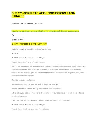 BUS 375 COMPLETE WEEK DISCUSSIONS PACK-STRAYER
