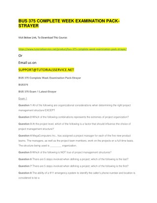 BUS 375 COMPLETE WEEK EXAMINATION PACK-STRAYER