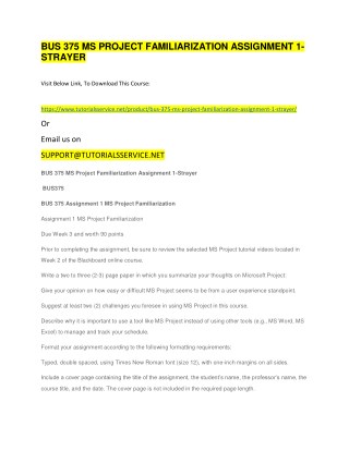 BUS 375 MS PROJECT FAMILIARIZATION ASSIGNMENT 1-STRAYER