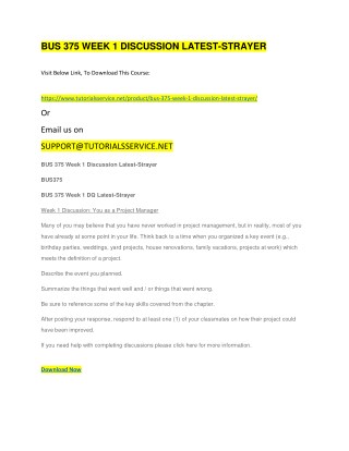 BUS 375 WEEK 1 DISCUSSION LATEST-STRAYER