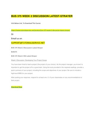 BUS 375 WEEK 2 DISCUSSION LATEST-STRAYER