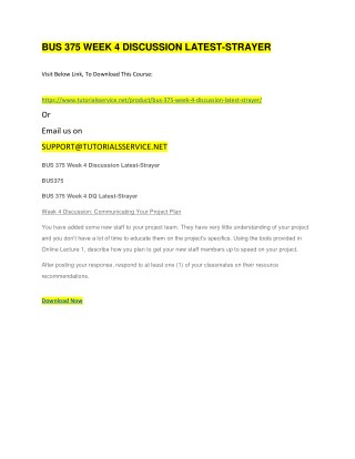 BUS 375 WEEK 4 DISCUSSION LATEST-STRAYER