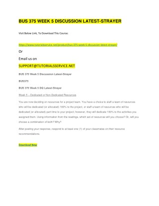 BUS 375 WEEK 5 DISCUSSION LATEST-STRAYER