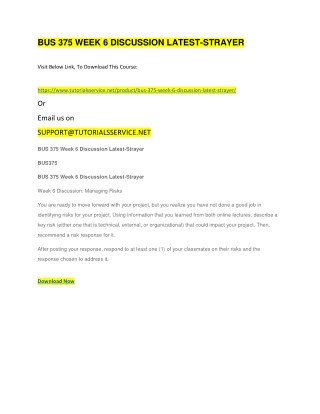BUS 375 WEEK 6 DISCUSSION LATEST-STRAYER