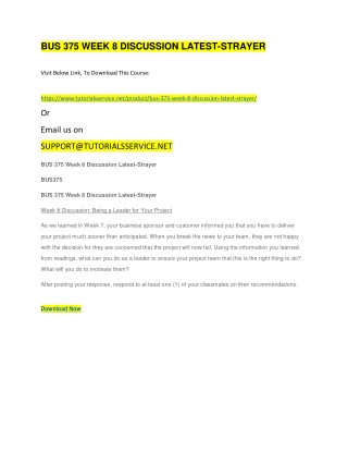 BUS 375 WEEK 8 DISCUSSION LATEST-STRAYER
