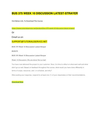 BUS 375 WEEK 10 DISCUSSION LATEST-STRAYER