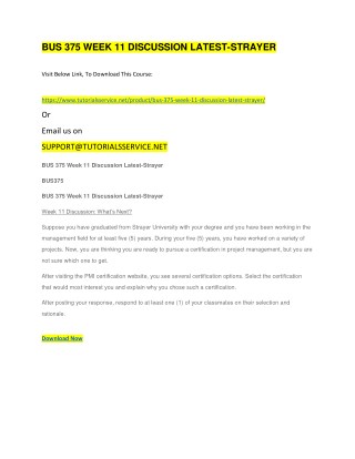 BUS 375 WEEK 11 DISCUSSION LATEST-STRAYER