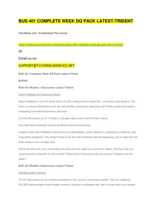 BUS 401 COMPLETE WEEK DQ PACK LATEST-TRIDENT