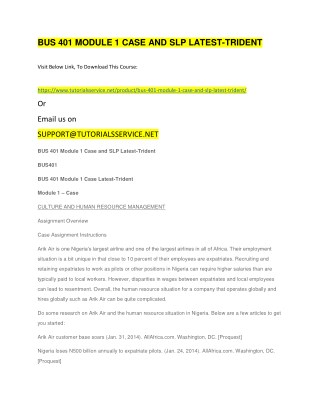 BUS 401 MODULE 1 CASE AND SLP LATEST-TRIDENT