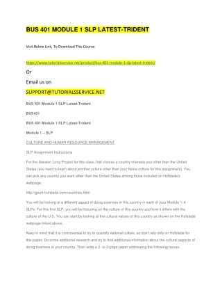 BUS 401 MODULE 1 SLP LATEST-TRIDENT
