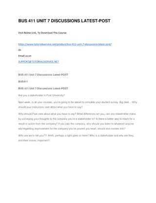 BUS 411 UNIT 7 DISCUSSIONS LATEST-POST