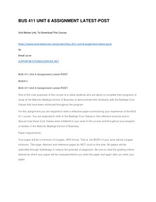 BUS 411 UNIT 8 ASSIGNMENT LATEST-POST