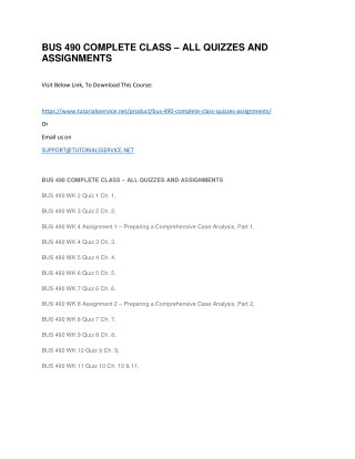 BUS 490 COMPLETE CLASS â€“ ALL QUIZZES AND ASSIGNMENTS