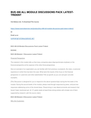 BUS 499 ALL MODULE DISCUSSIONS PACK LATEST-TRIDENT