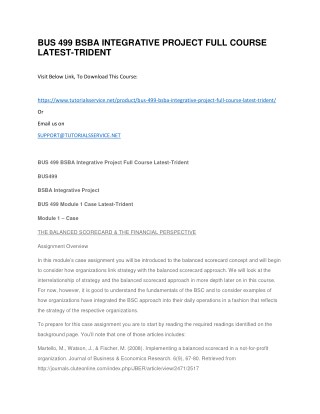 BUS 499 BSBA INTEGRATIVE PROJECT FULL COURSE LATEST-TRIDENT