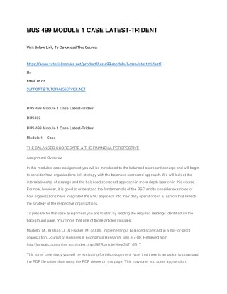 BUS 499 MODULE 1 CASE LATEST-TRIDENT