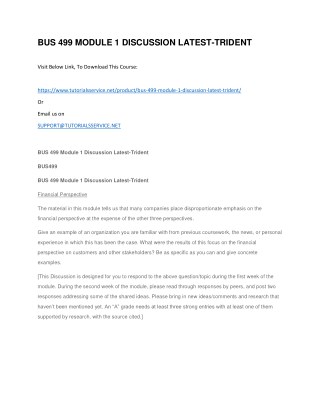 BUS 499 MODULE 1 DISCUSSION LATEST-TRIDENT