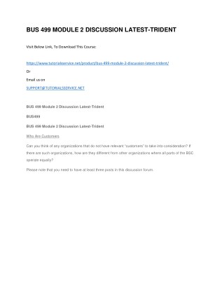 BUS 499 MODULE 2 CASE LATEST-TRIDENT