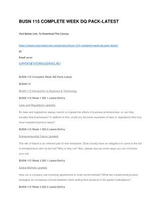 BUSN 115 COMPLETE WEEK DQ PACK-LATEST