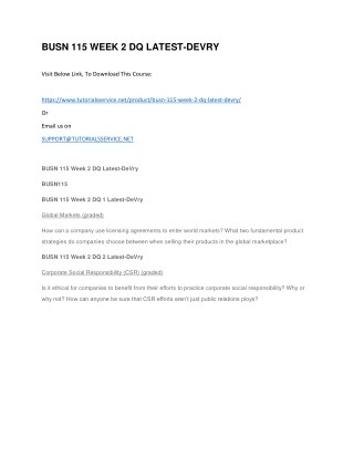 BUSN 115 WEEK 2 DQ LATEST-DEVRY