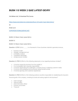 BUSN 115 WEEK 2 QUIZ LATEST-DEVRY