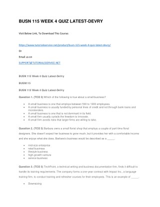 BUSN 115 WEEK 4 QUIZ LATEST-DEVRY
