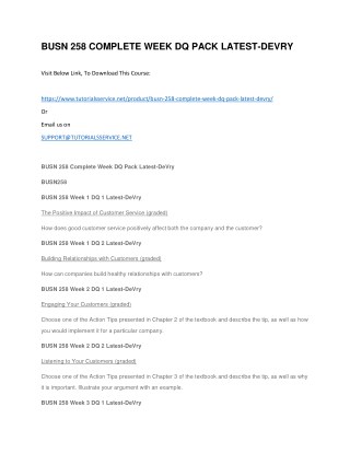 BUSN 258 COMPLETE WEEK DQ PACK LATEST-DEVRY