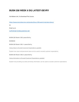 BUSN 258 WEEK 6 DQ LATEST-DEVRY