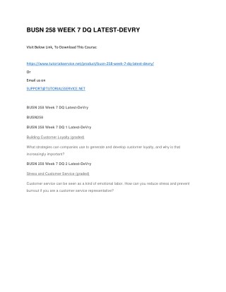 BUSN 258 WEEK 7 DQ LATEST-DEVRY