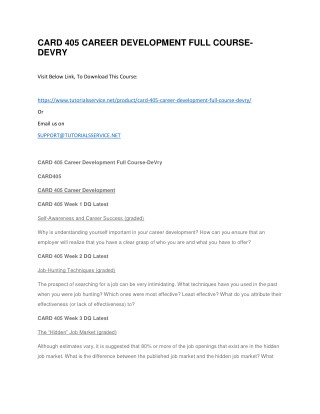 CARD 405 CAREER DEVELOPMENT FULL COURSE-DEVRY